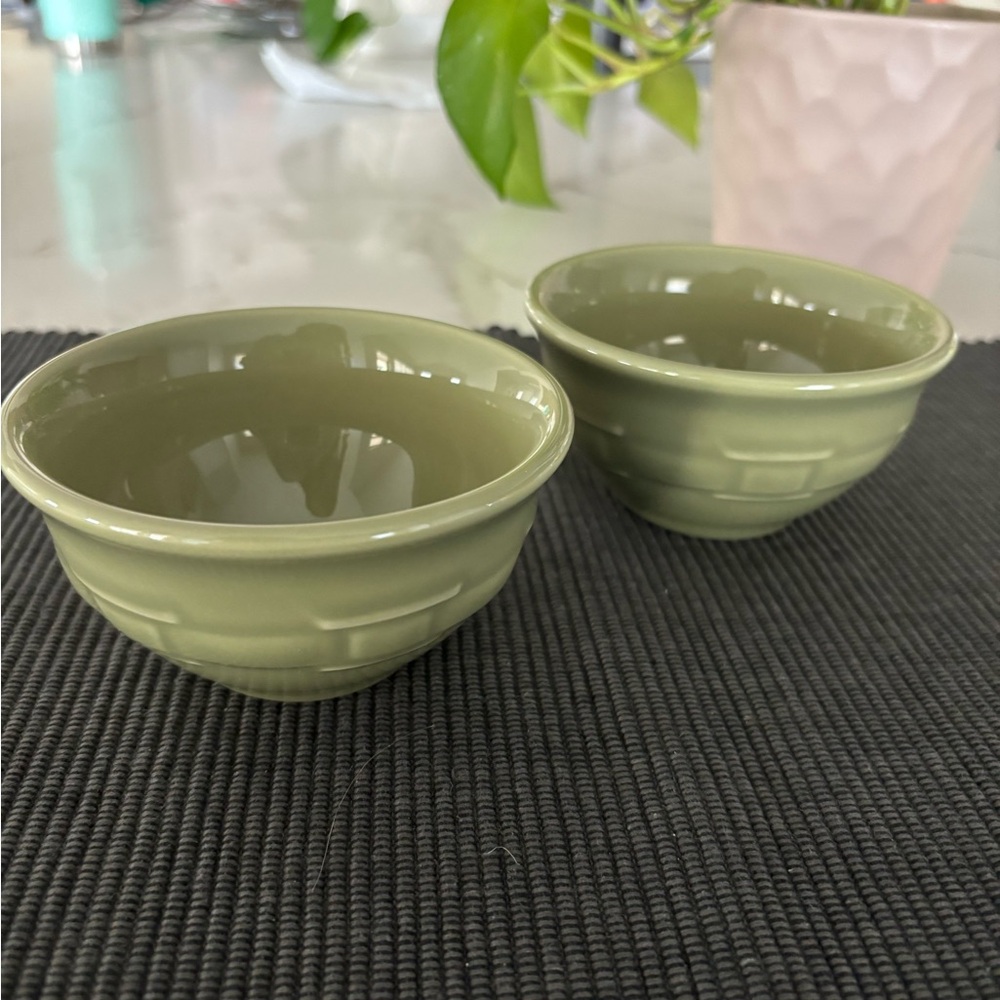 Longaberger Pottery Set of 2 Small Bowls Sage EUC